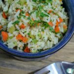 rice with small diced carrots, celery, and parsley