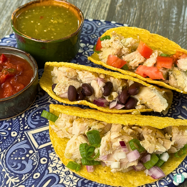 Salsa Verde Chicken Tacos - Freezer Meals 101 Club